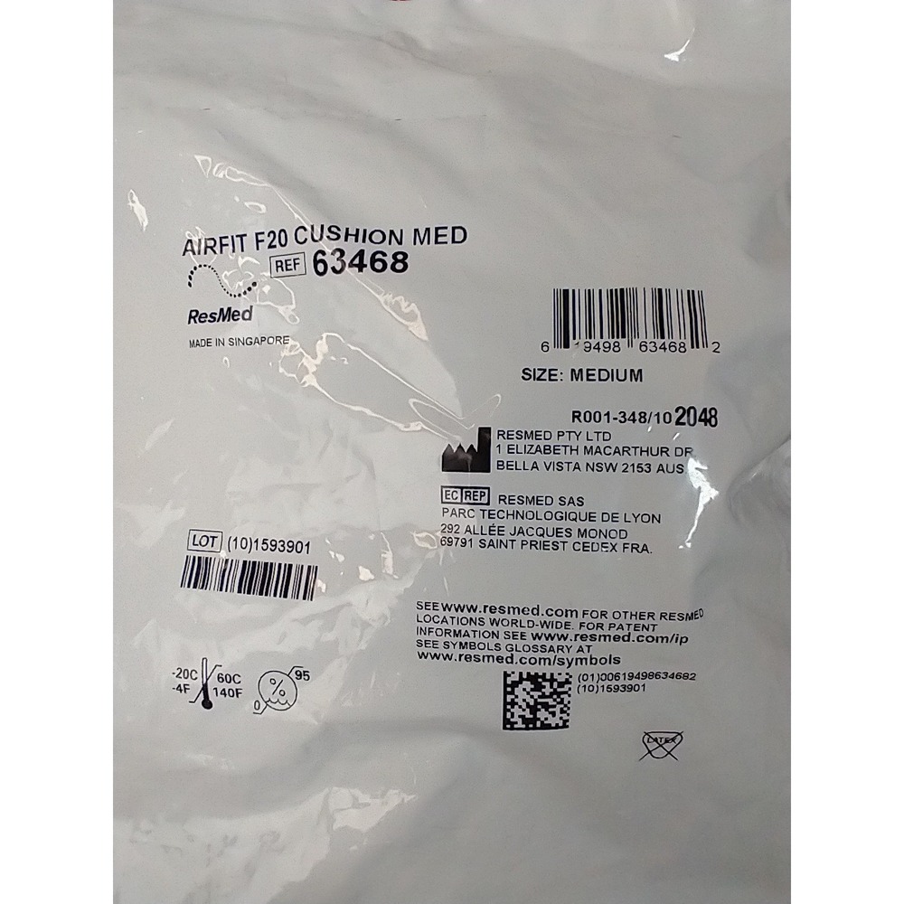 ResMed AirFit F20 Replacement Full Face Mask Cushion Size Medium REF 63468 NEW
